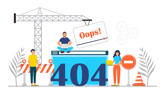 404 error page concept. Updates of application,installation programs, uploading system. Website under construction.