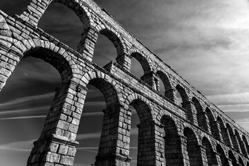 Naklejka premium The ancient Roman aqueduct of Segovia, Spain