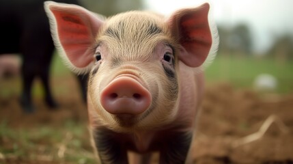 Adorable Hampshire pig