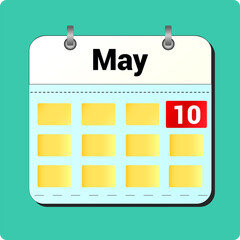 calendar vector drawing, date May 10 on the page