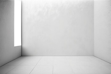 an empty room with white walls and floors. Generative AI