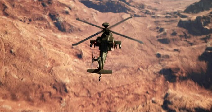 Helicopter Flying Over A Canyon