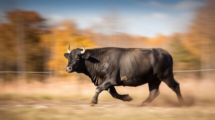 Angus bull in motion