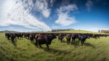 Obraz premium Grazing Angus herd