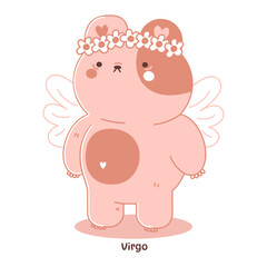 Cute Virgo sign of the zodiac,bear zodiac,Astrological Sign.Bear horoscope.Zodiac of pets.isolated on a white background
