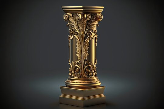 golden pillar standing out against a black background. Generative AI