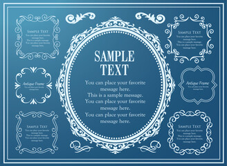 高級感のあるビンテージ調のフレームデザインセット　罫線　枠　ウエディング　ビンテージ　アンティーク	
