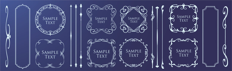 高級感のあるビンテージ調のフレームデザインセット　罫線　枠　ウエディング　ビンテージ　アンティーク	
