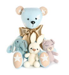 Baby toys on white background