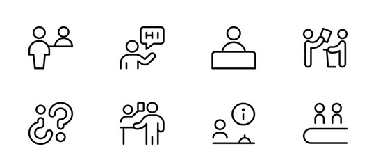 Customer service desk information desk Ask me icon. Vector graphic illustration. Suitable for website design, logo, app, template, and ui.