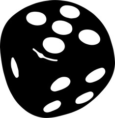 Schwarzer glänzender Würfel. Vektor Icon in schwarz vor transparentem Hintergrund. 