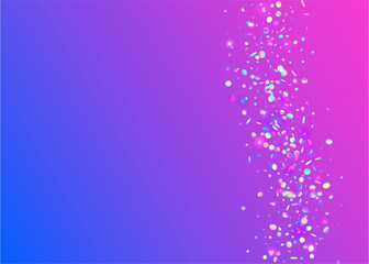 Hologram Glare. Shiny Element. Transparent Background. Party Colorful Wallpaper. Violet Metal Texture. Flying Foil. Falling Glitter. Bright Art. Pink Hologram Glare