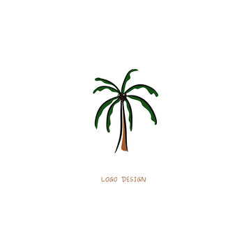 illustration of abstract a palm tree. logo template. vector illustration.