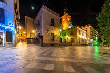 church of saint genesius  (Parroquia de San Ginés) madrid at night illuminated, Spain