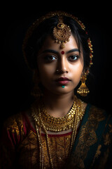 Naklejka na ściany i meble beleza deus mulher indiana, vista frontal, fundo preto