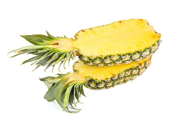 Fresh cut pineapple on white background
