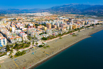 Fototapeta premium View from drone of Spanish town of Torre del Mar on Mediterranean coast