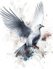 Obraz premium Dove, Watercolor, Bird, Logo, Beautiful. Generative AI