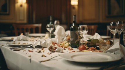 Naklejka na ściany i meble Gourmet Dining Discards: Culinary Trash and Food Scraps, generative ai