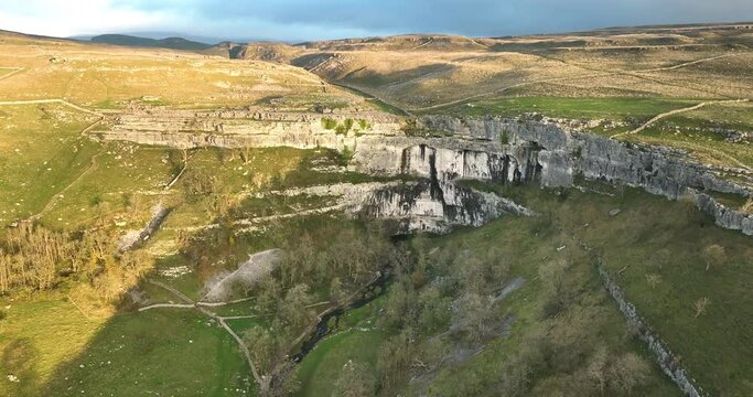 Aerial shot of Malham Cove
