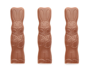 Chocolate Easter bunnies isolated on white background