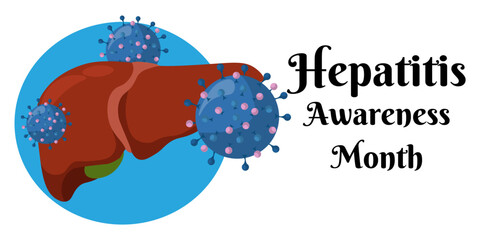Hepatitis Awareness Month, horizontal banner on the theme of health and medicine