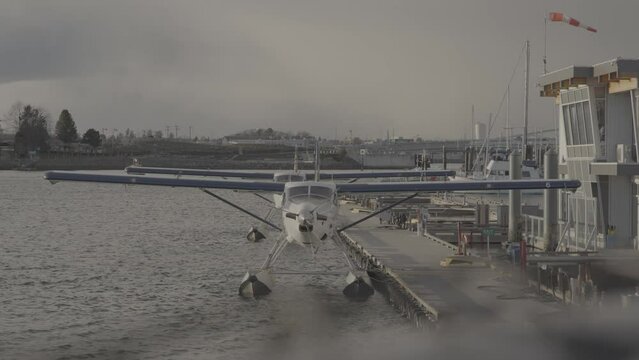 Seaplanes at sunset in Victoria Harbour, BC in S-LOG 60fps