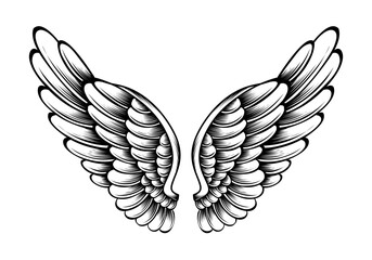 Vector angel wings tattoo design