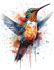 Obraz premium Hummingbird, birds, logo design, watercolor, beautiful. Generative AI