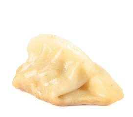 Tasty Chinese jiaozi on white background