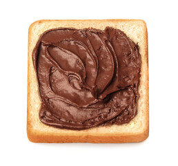 Tasty toast with chocolate paste isolated on white