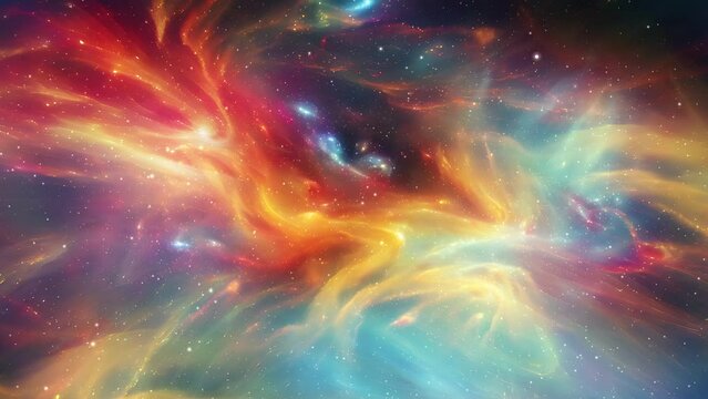 Colorful Space Nebula. 4k Background 