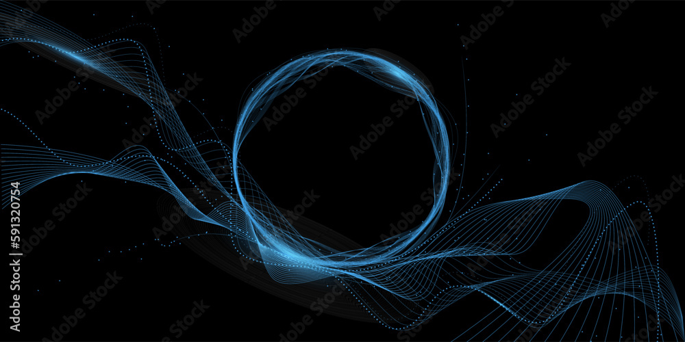 Aufkleber big data, ai, network connection structure, data and energy transmission on the black abstract backg