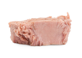 Delicious canned tuna chunk isolated on white