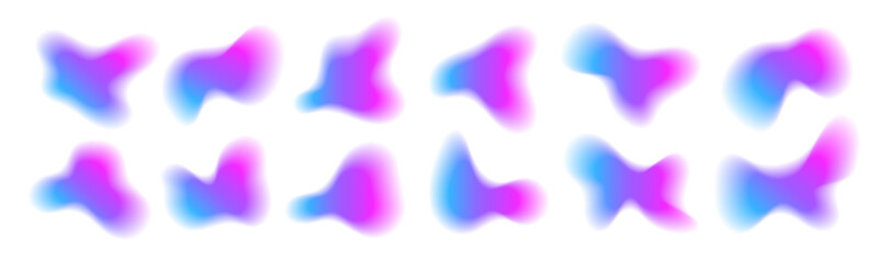 Fluid shapes, blurry liquid forms, abstract wavy design elements, dynamic watercolor blob effect. Vector illustration.