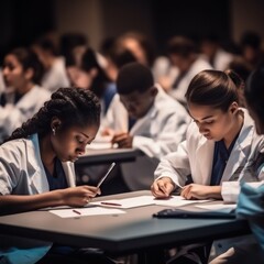 Medical Minds: Students Taking a Test on their Journey to Becoming Doctors, generative ai