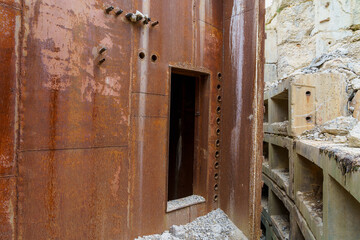 Abandoned secret nuclear bunker. Cold War command post, object 1180. Background