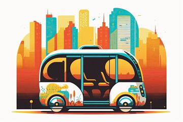 bus driving through a bustling cityscape. Generative AI