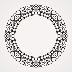 Traditional border frame with ornaments of flowers and herbs for photos and quotes. suitable for henna, tattoos, photos, coloring books. islam, hindu,Buddha, india, pakistan, chinese, arab