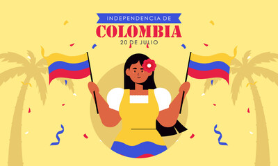Flat 20 de julio illustration, festivities in Colombia
