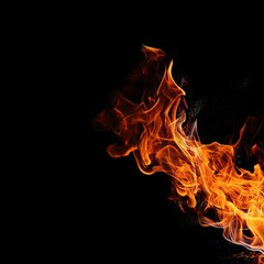 Fototapeta premium Fire Overlay on a Black Background, Burning coals, flaming particles - AI Generated