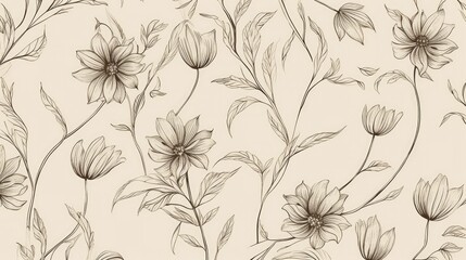Obraz premium Minimalist flower drawings wallpaper
