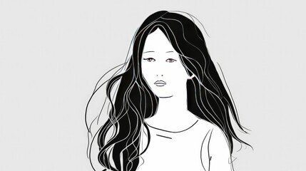 Contemporary minimalist line drawings of girls
