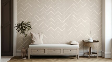 Herringbone wallpaper in soft tones