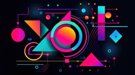 Futuristic wallpaper with minimal geometric shapes and bright neon colors