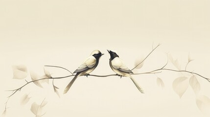 Elegant and Delicate Minimalistic Bird Drawings Wallpaper