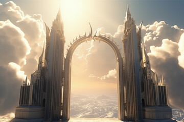 paradise gate to heaven in sun sky generative ai