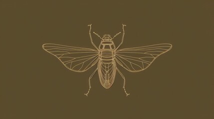 Fototapeta na wymiar Minimalist line drawings of insects wallpaper