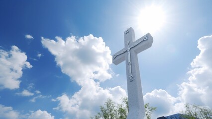 Symbol of Faith and Serenity: A Cross Atop a High Hill Against the Majestic Skyline