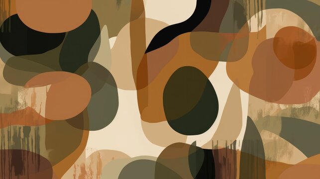 Abstract wallpaper with shapes in natural earthy tones
